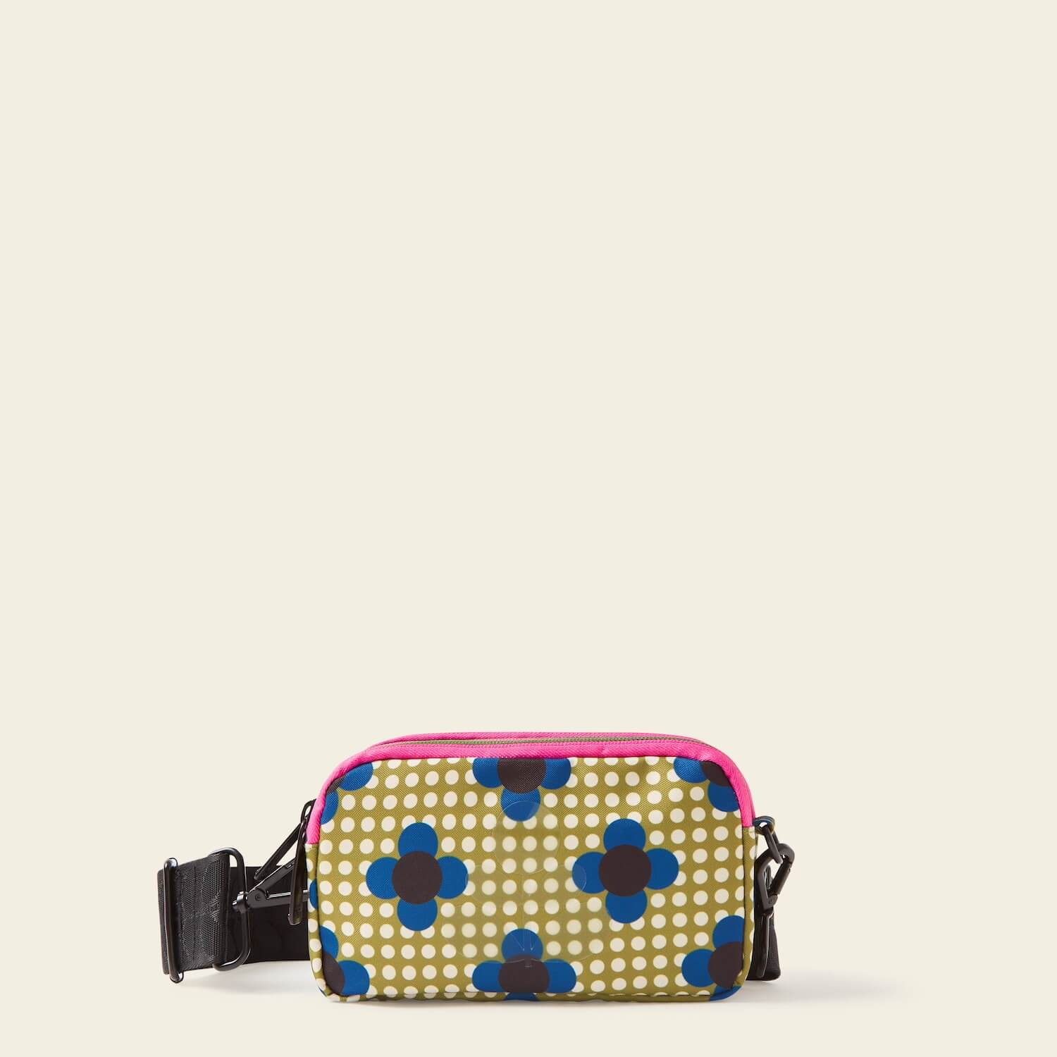 Tripod Crossbody in Flower Polka Dot Olive by Orla Kiely