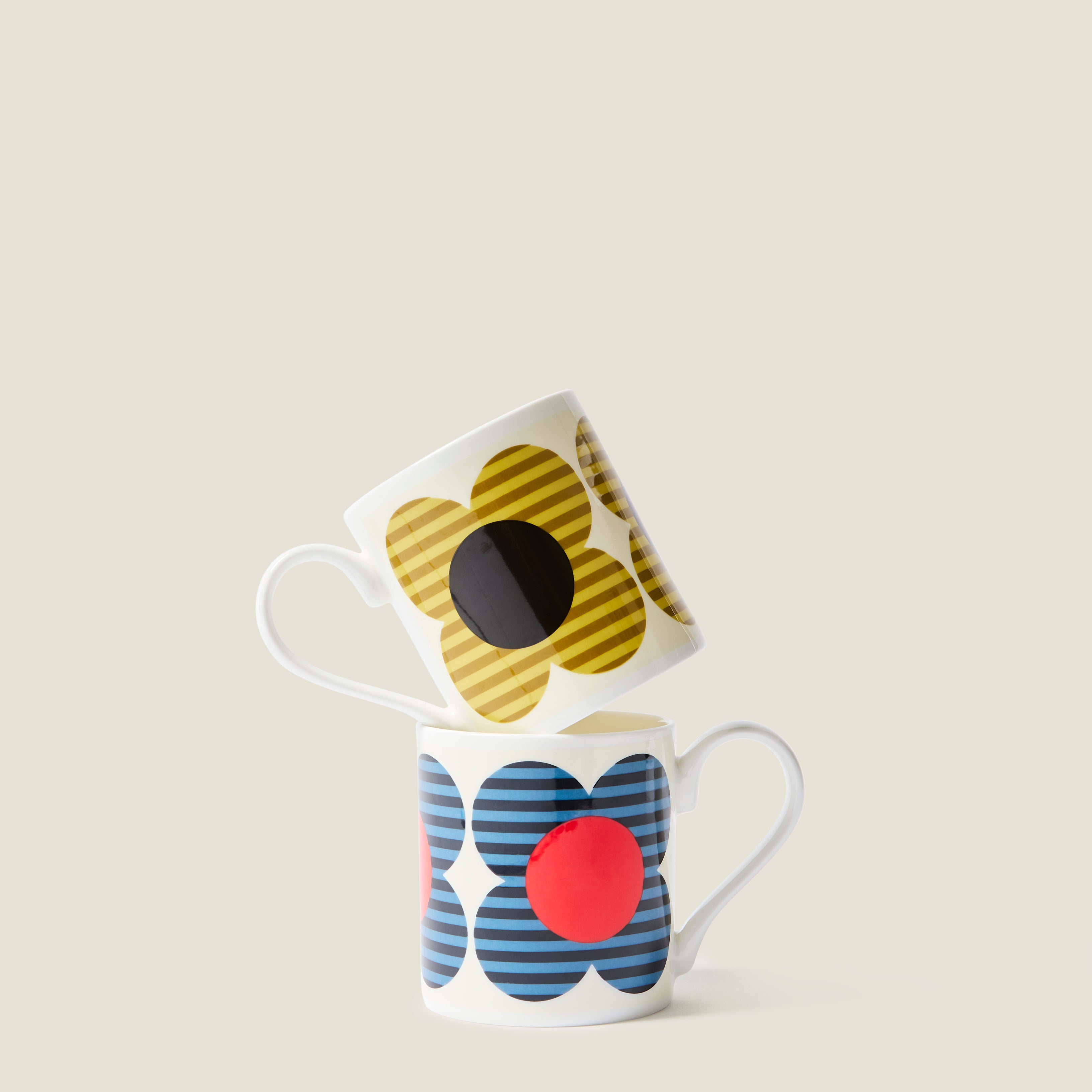 Standard Mug Set of 2 - Striped Flower